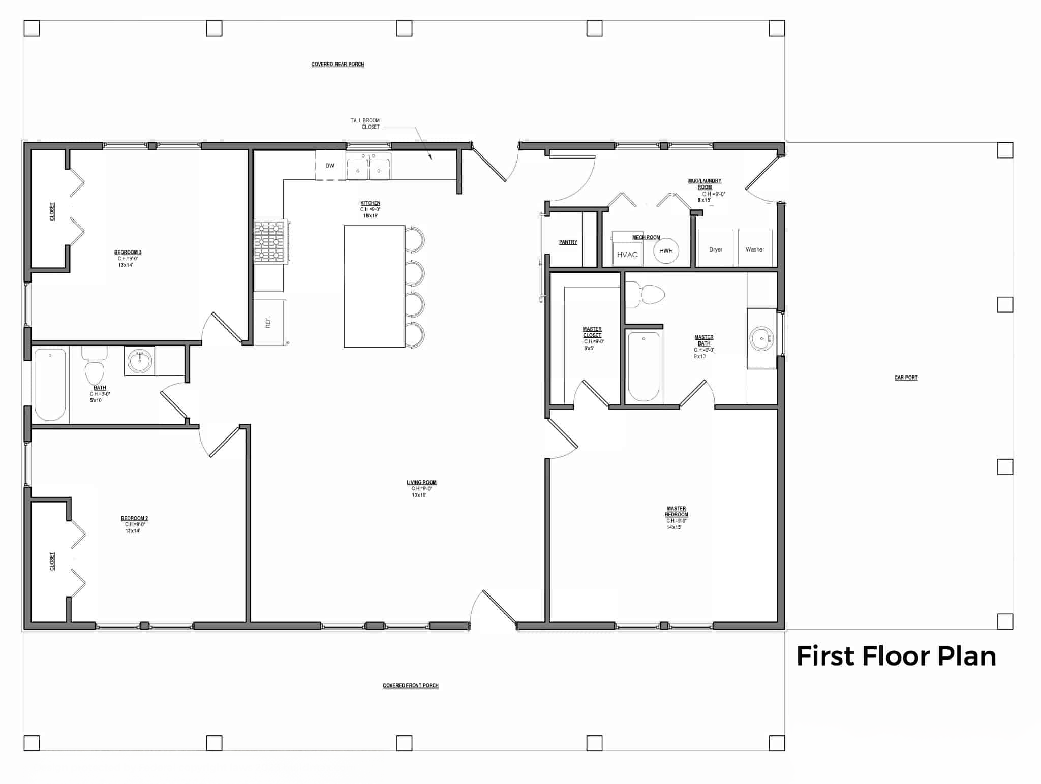 Barndominium Plan B1600 | Shop Style 3 Bedroom 2 Bath
